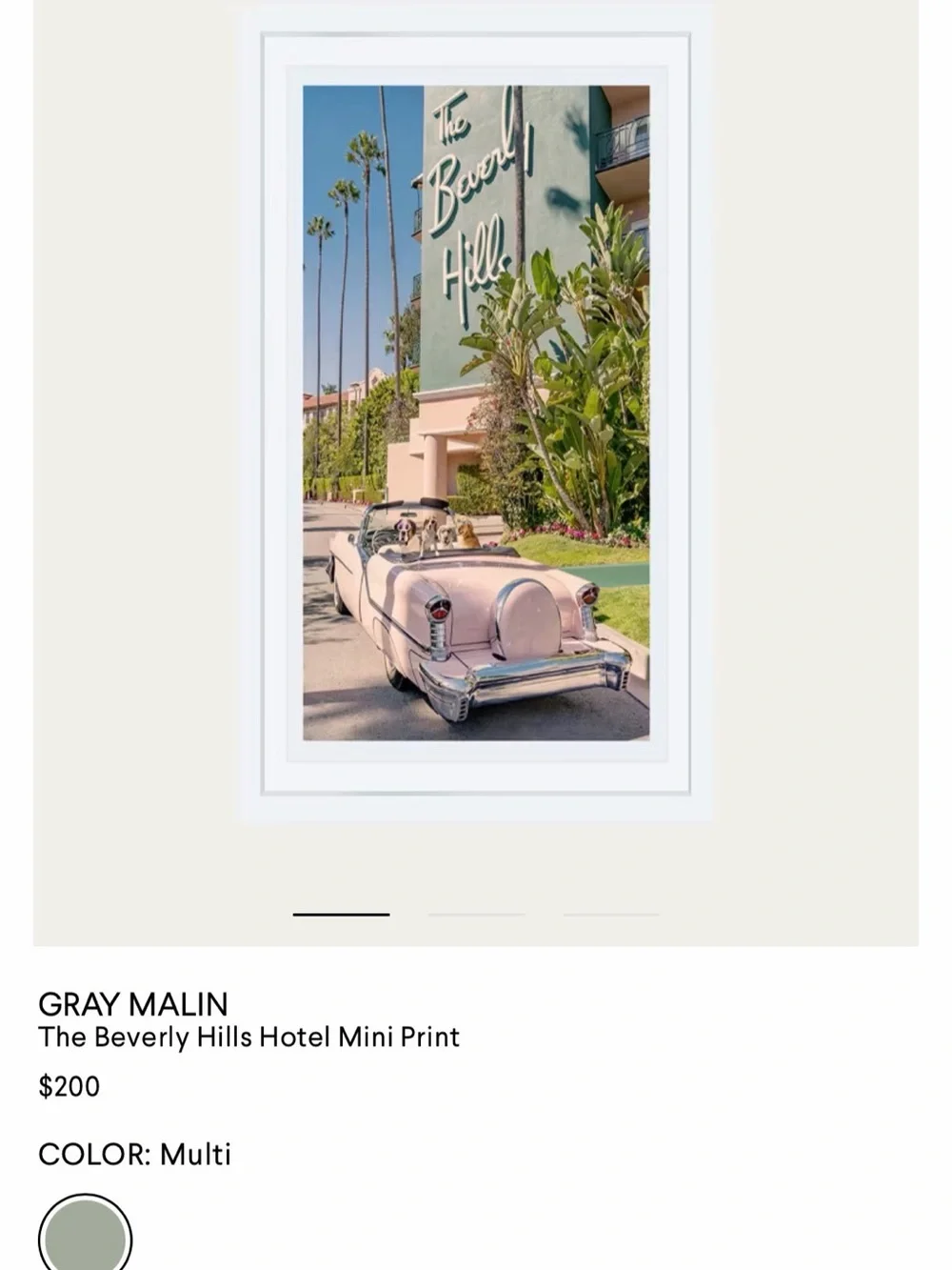 NEW Gray Malin “Mini” framed print - Joy Ride, The Beverly Hills Hotel Art Print